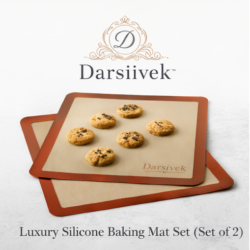 Darsiivek™ Luxury Silicone Baking Mat Set (Set of 2), Silicone Baking Mat, Luxury Baking Tools, Non-Stick Mat Set, Eco-Friendly Kitchen Accessories, Premium Baking Supplies